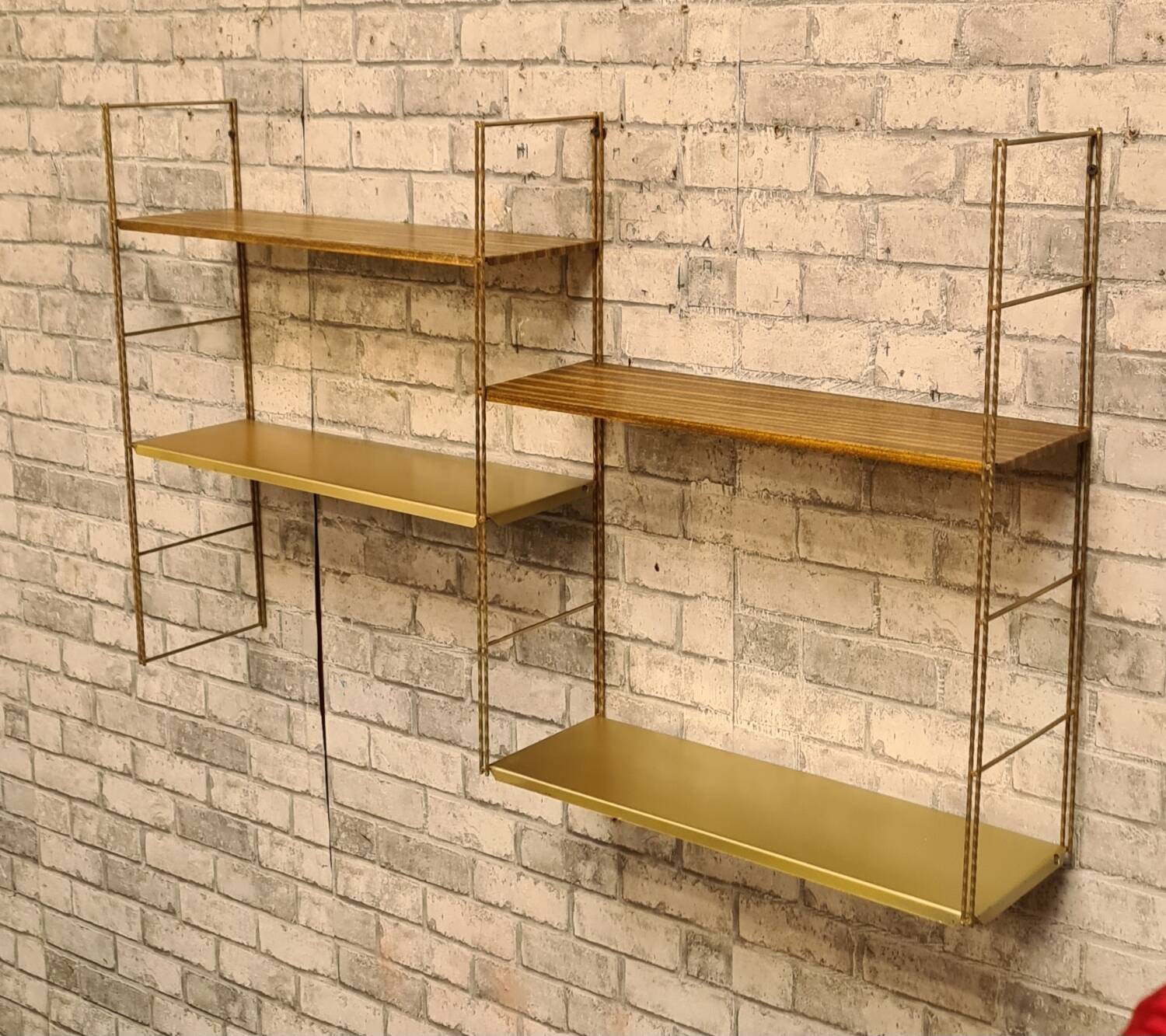 String metal shelf 1960 faux wood