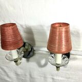 Pair of glass and mirror sconces