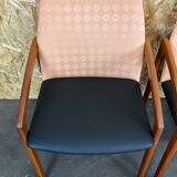 Teak dining chairs model 23 by Henning Kjaernulf for Korup Stolefabric