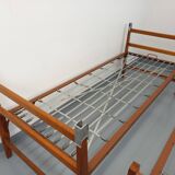 Pair of vintage stackable daybeds in oak wood and metal from the 60s