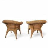 2 x rattan  arm chairs 1980s with original upholstery