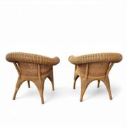 2 chaises en rotin des années 1980 avec rembourrage d'origine