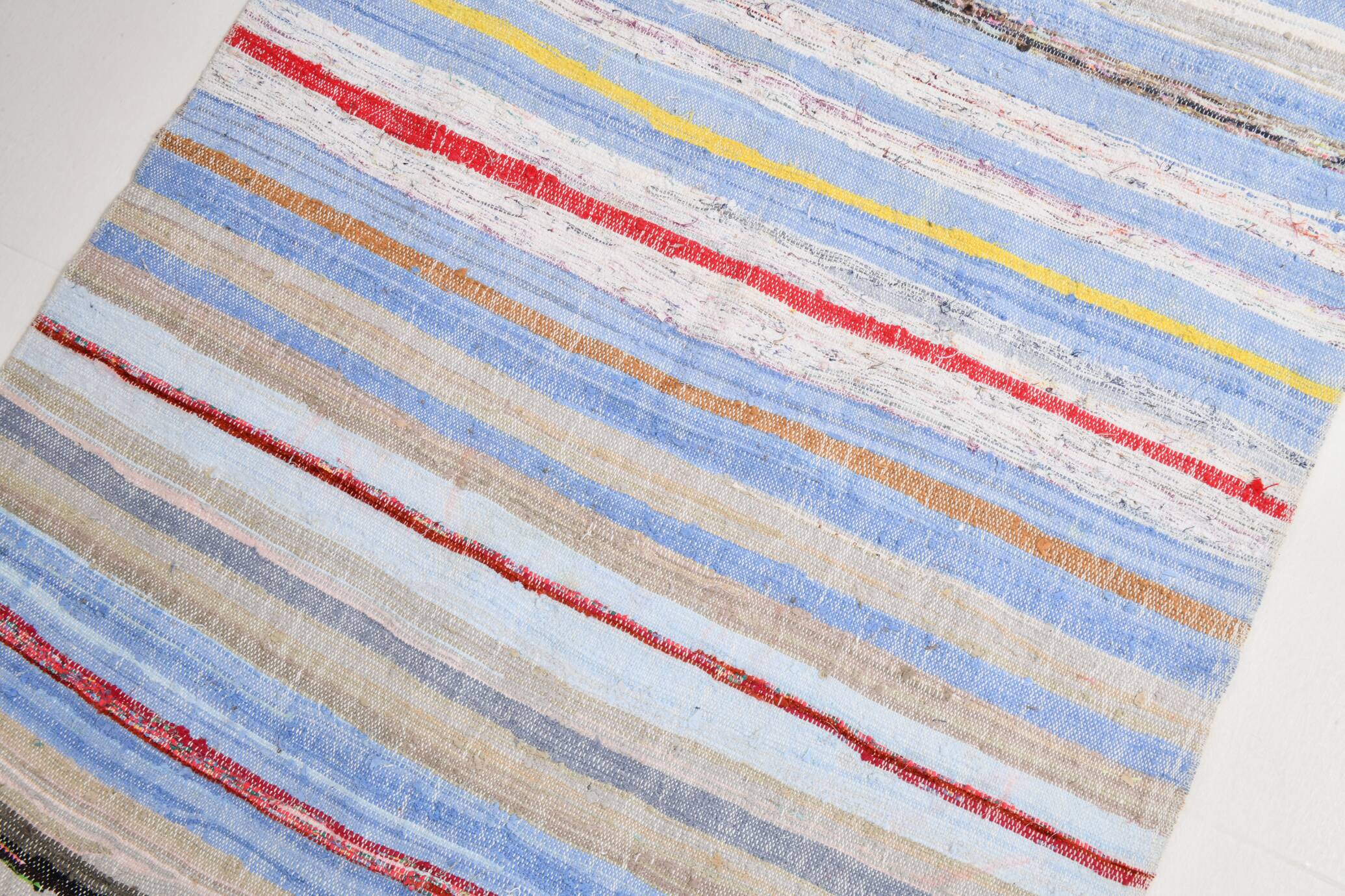 Tapis Kilim à rayures bleu clair 4x6, 117x177 cm