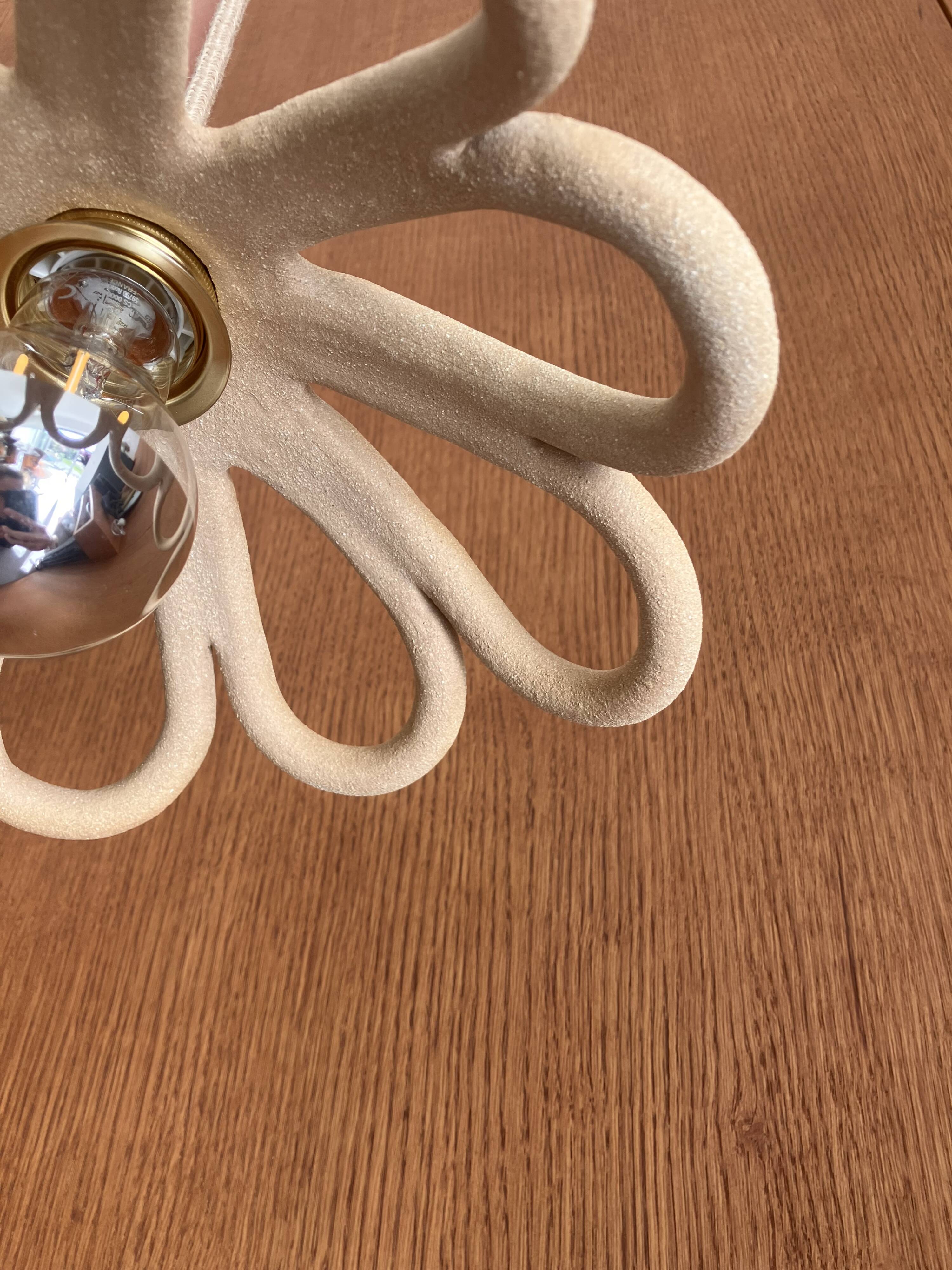 Suspension en céramique fleur en grès - artisanat français