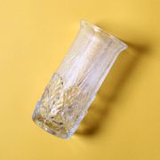 Small Vase / Vintage Clear Leaf Pattern Textured Glass Flower Vase Fidenza