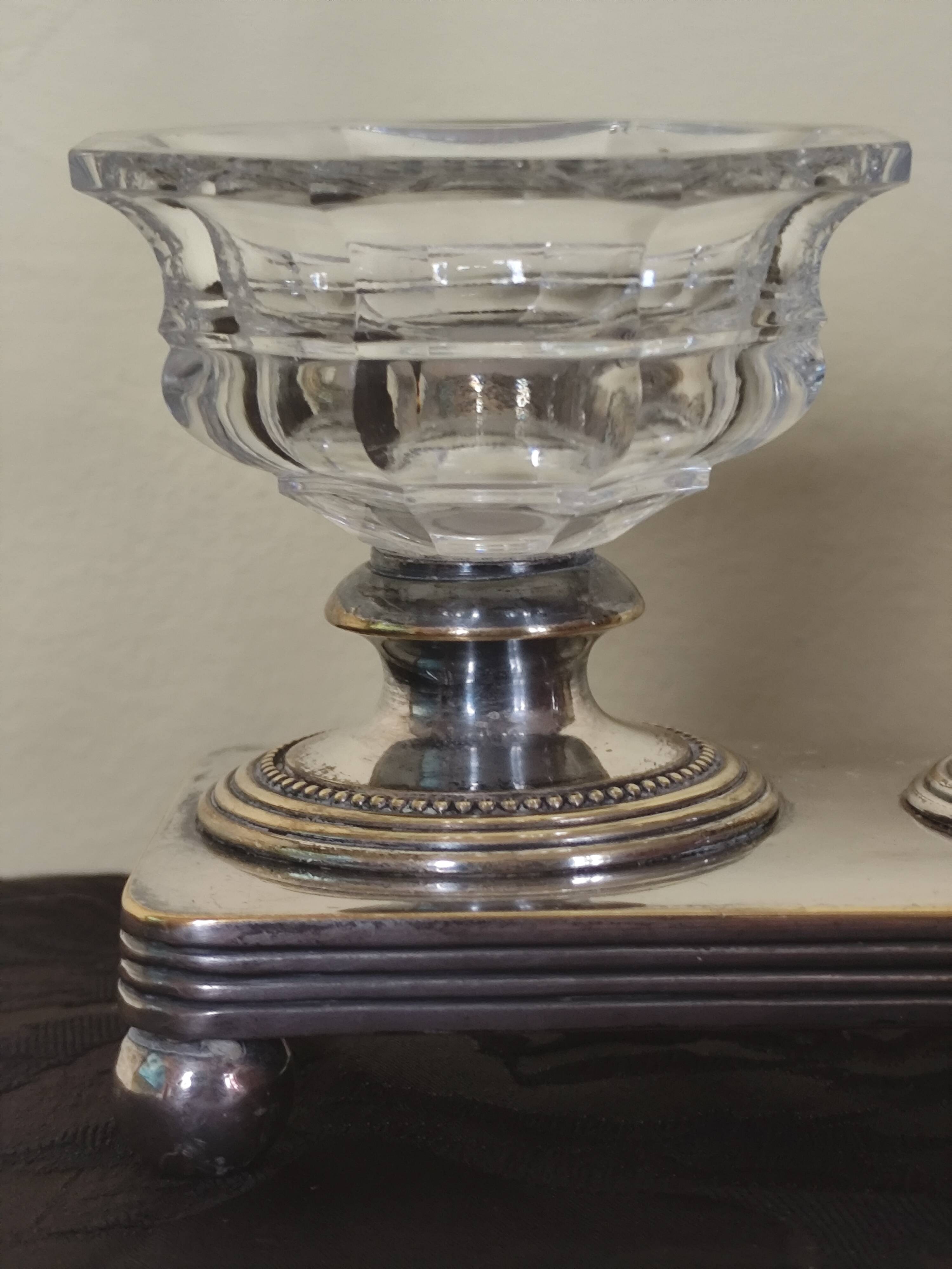 crystal and silver-plated metal salt and pepper shaker Christofle