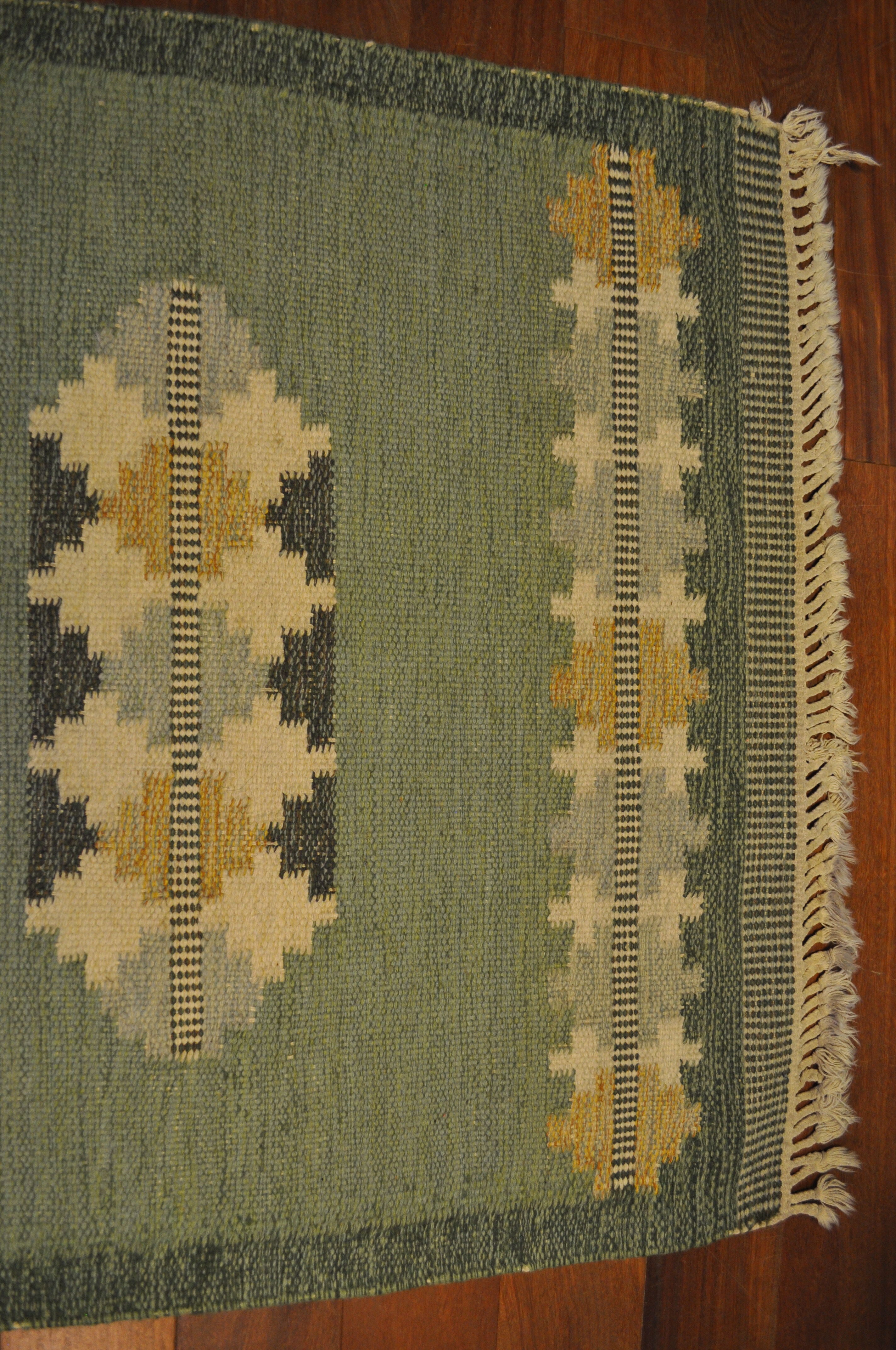 Mat Swedish Rollakan, wool woven hand, Sweden, 1950 - 90x165cm
