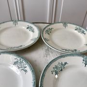 Lot de 4 assiettes plates Terre de Fer Saint-Amand XIXème