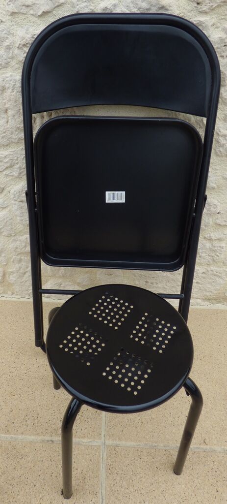 Black metal chair and stool set