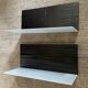 Pair of contemporary shelves in steel and stained wood