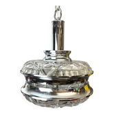 Lampe suspendue en verre et chrome de style moderne italien des années 50.