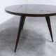 Table basse tripode 1960 scandinave vernis brillant bois acajou