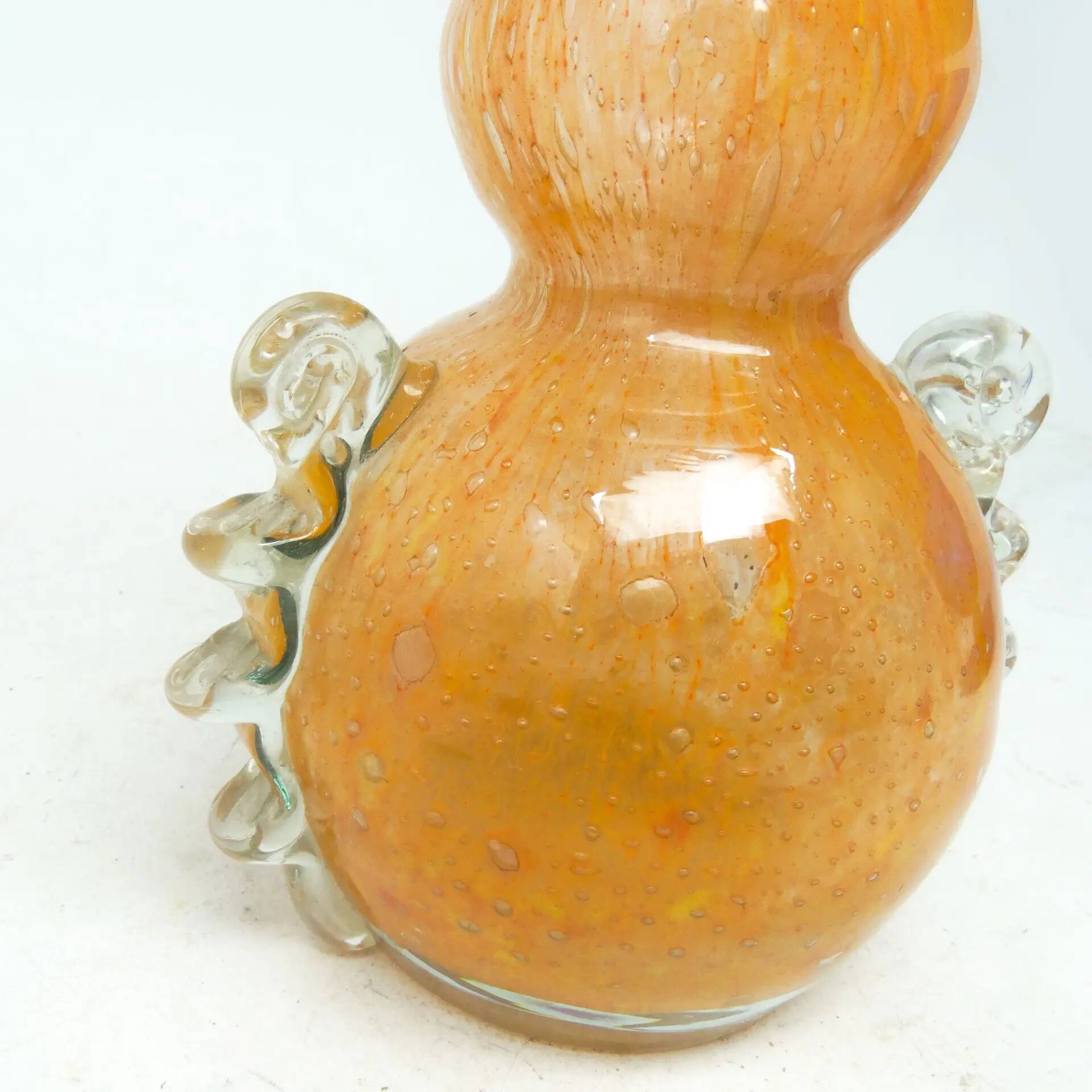 Postmodernism vase, orange glass, Łysa Góra Glassworks, Poland, 1970s