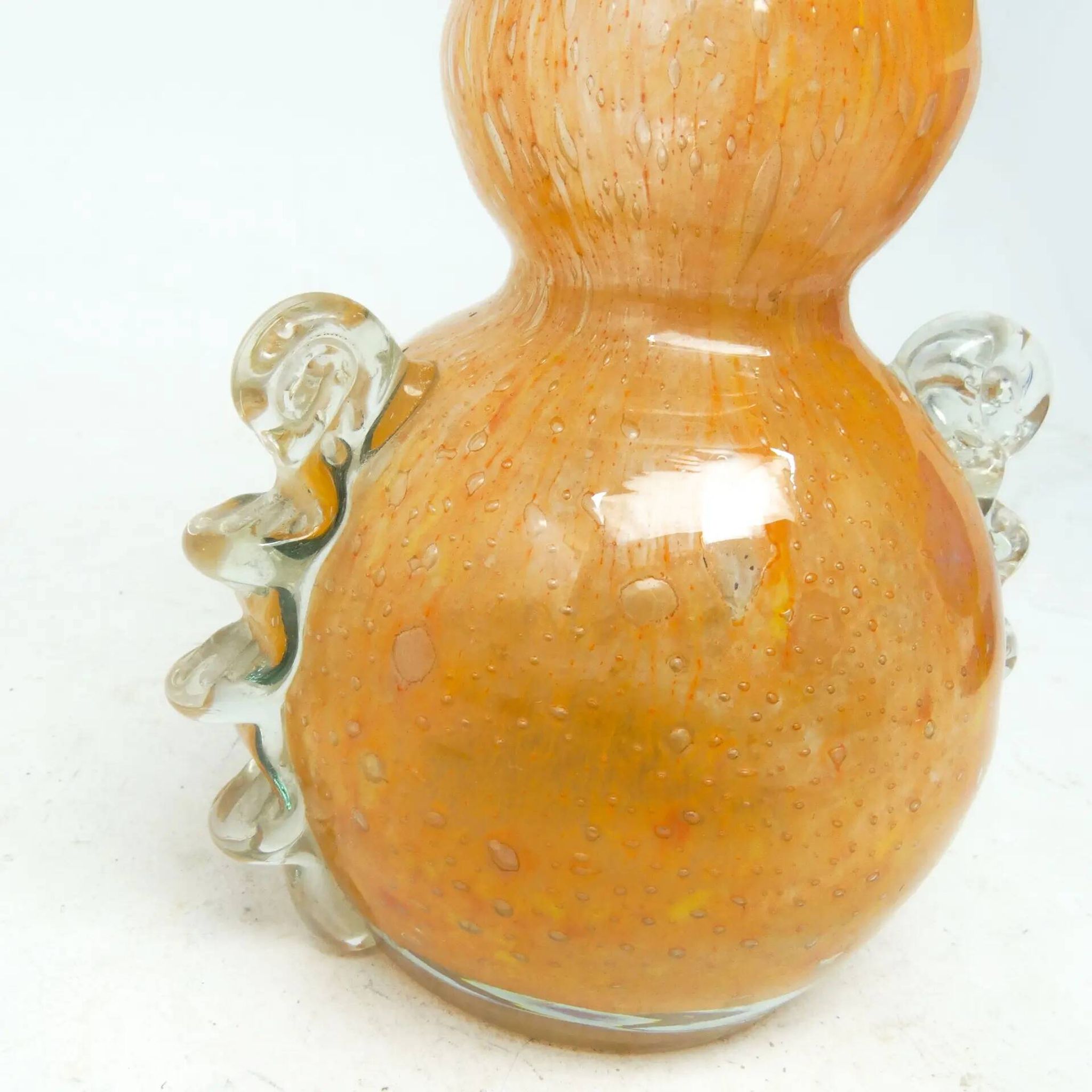 Postmodernism vase, orange glass, Łysa Góra Glassworks, Poland, 1970s