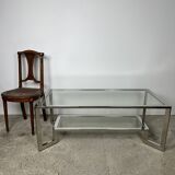 Table basse rectangulaire chromé style vintage 70'S