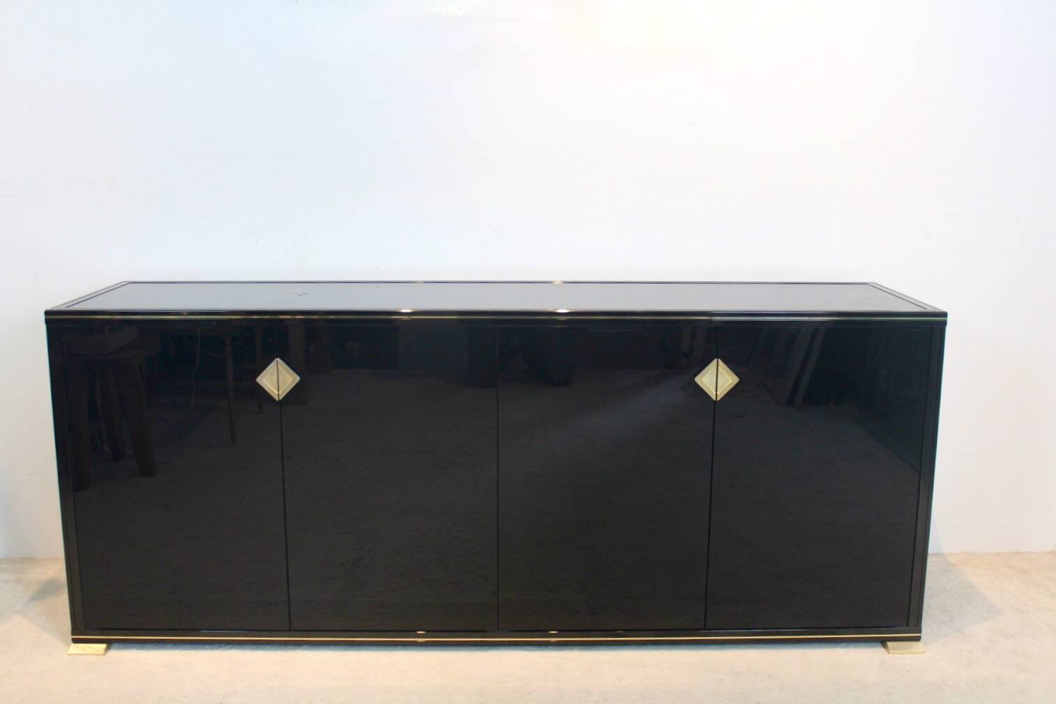 Pierre Vandel Paris Black Lacquered French Sideboard