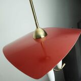 1950s mid century 3-light pendant brass metal plastic stilnovo era