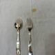Birth cutlery 1 fork and 1 silver metal spoon