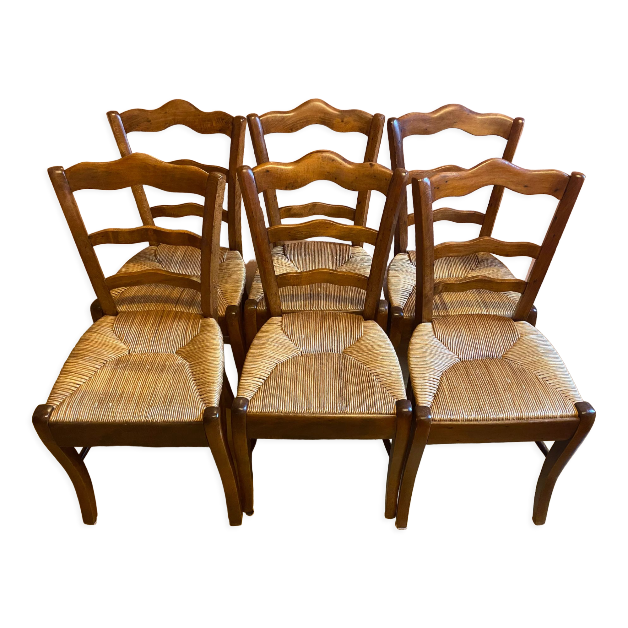 Series of 6 straw chairs