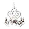 Wrought iron chandelier green patina