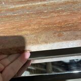 Vintage coffee table chrome steel and brass marble top Italy circa 1970