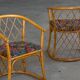 Set of 6 sculptural vintage bamboo dining chairs, modern Danish design, made in the 1960s.