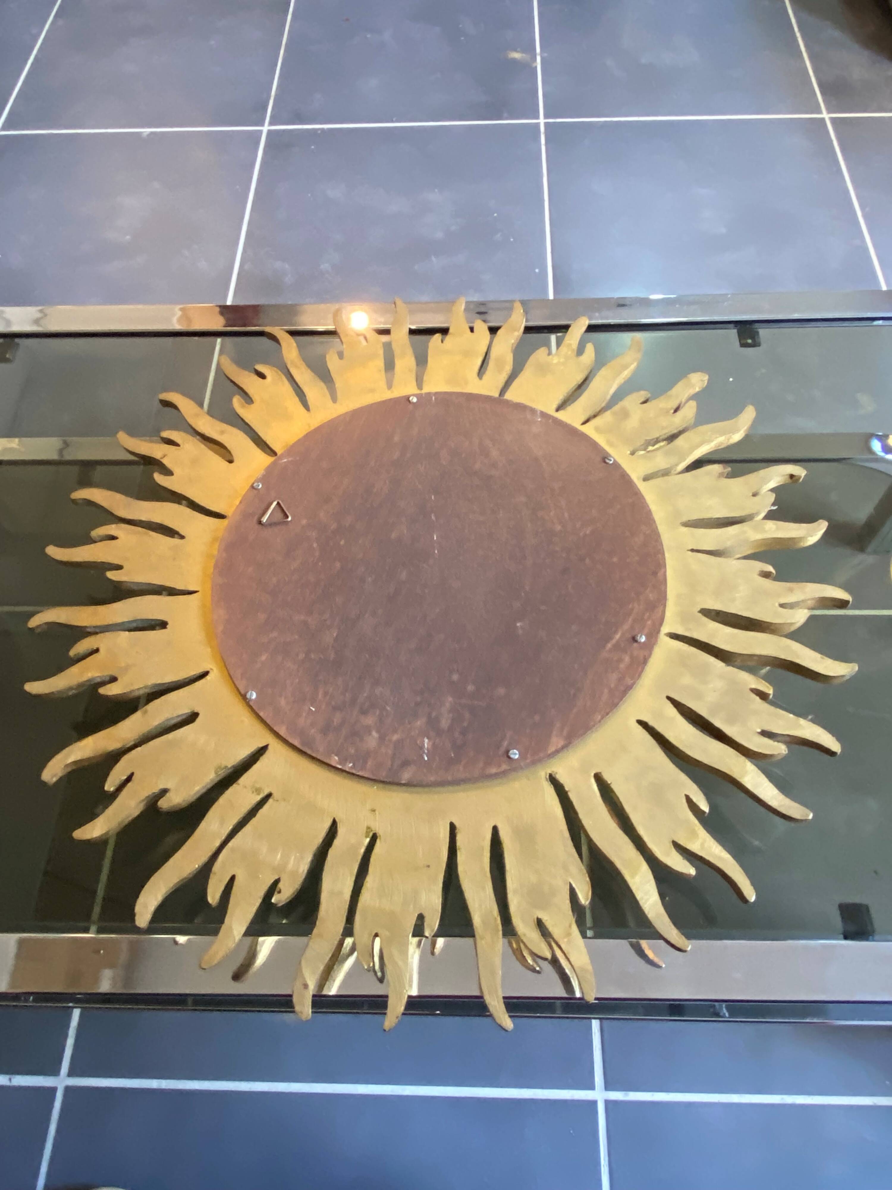 Large sunburst mirror, witch's eye shape, 50cm diameter, convex, vintage 1960s