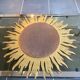 Large sunburst mirror, witch's eye shape, 50cm diameter, convex, vintage 1960s