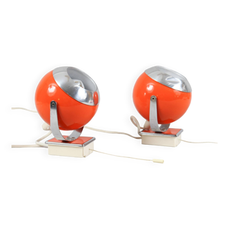 Space Age Eye Ball bed lamps/wall lamps, Germany, 1970s