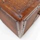 Vintage rattan and leather sideboard - 2 doors - ball feet chest