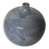Glazed ceramic ball vase soliflore signed with monogram BL.