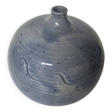 Glazed ceramic ball vase soliflore signed with monogram BL.