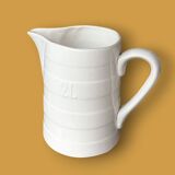 Vintage white ceramic jug with glaze – 2 L - BOCH La Louvière