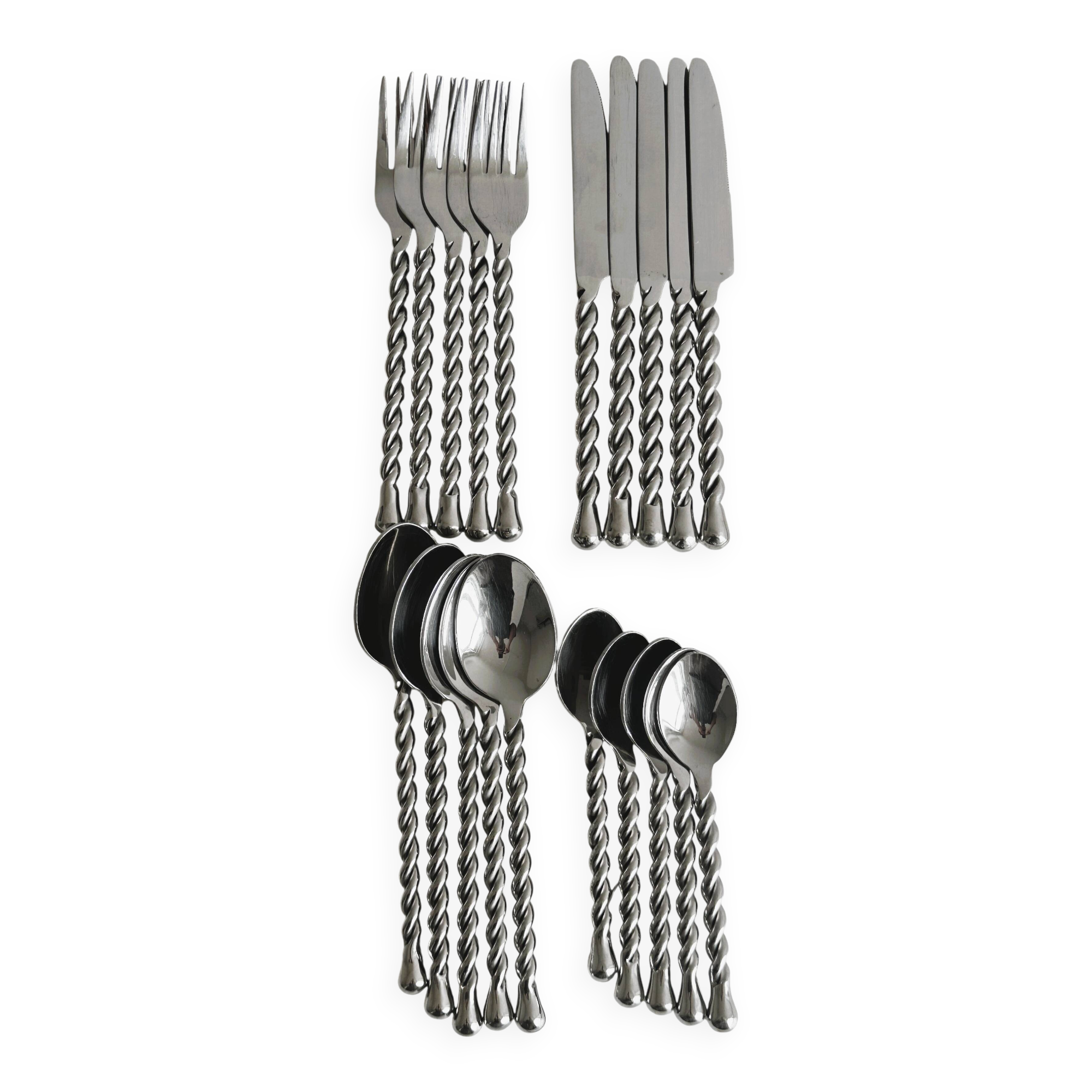 Set of 20 vintage twisted metal cutlery