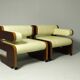 Pair of Mahogany Club Chairs upholstered in leather, 1970s