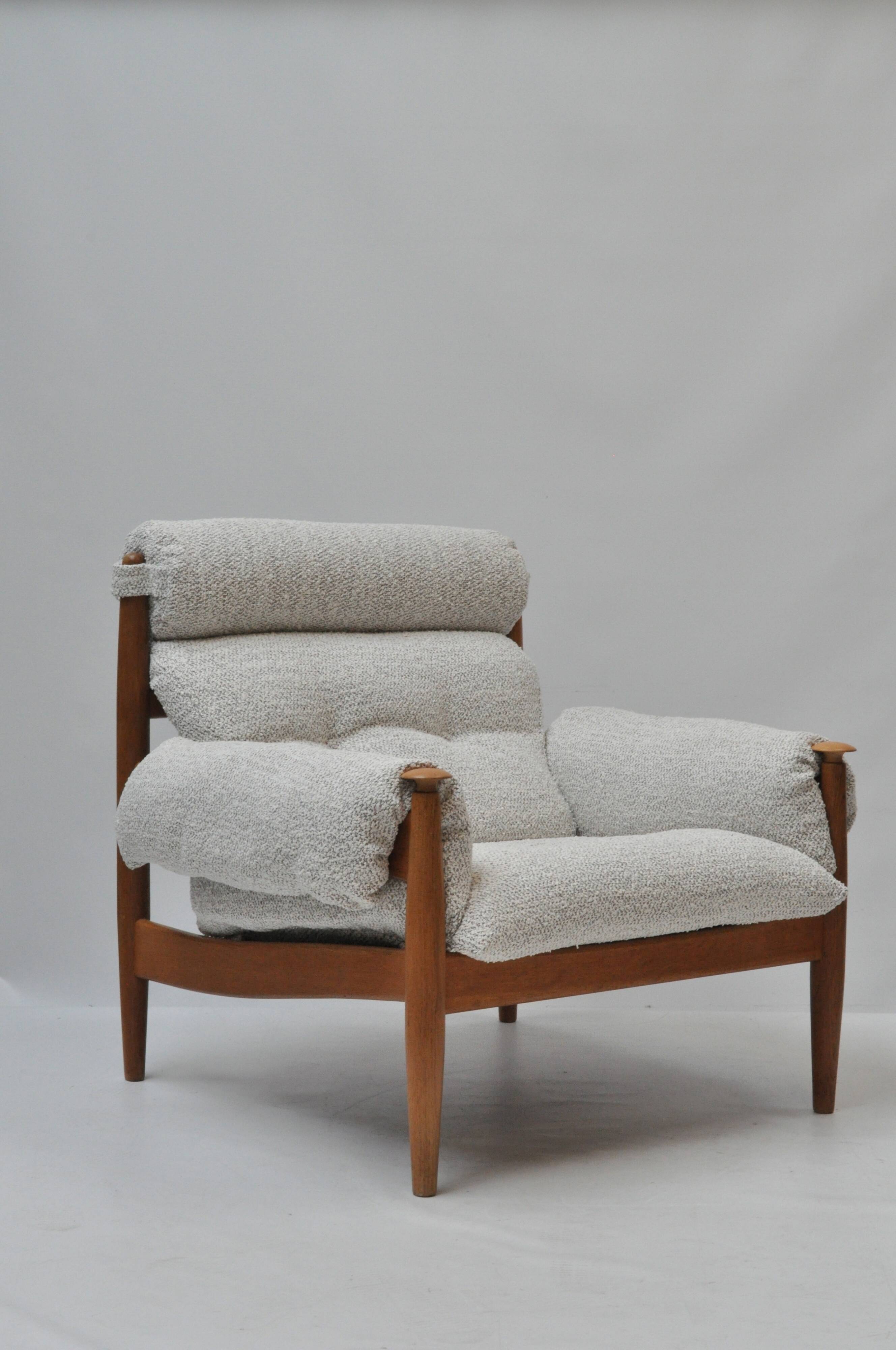 Scandinavian Lounge Armchair by Eric Merthen, 1960s – Reupholstered in Whit