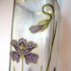 Square and high vase, degraded red, enamelled with art Nouveau stylized poppies