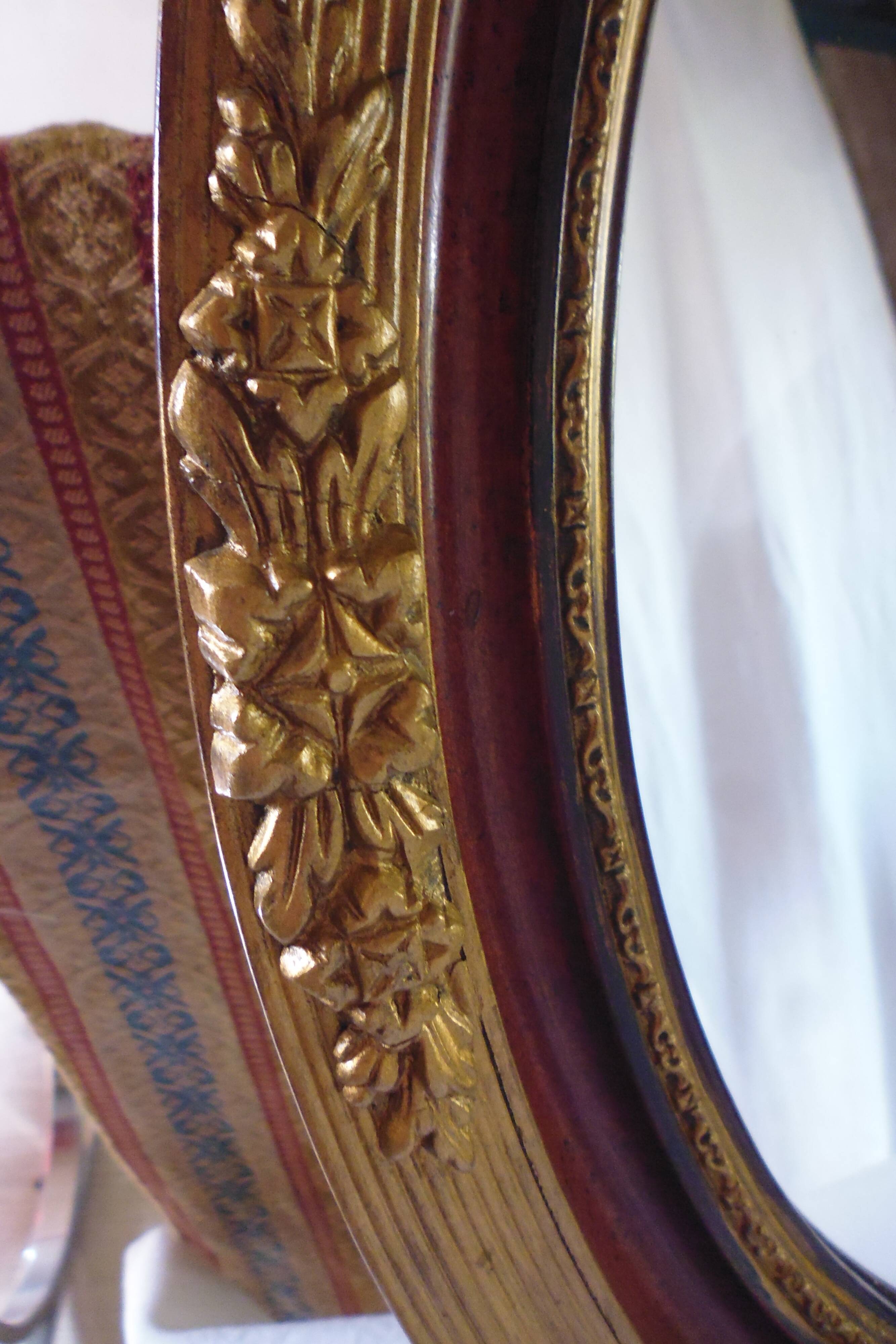 Golden art deco oval mirror 50.5x40.5 cm