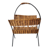Metal and rattan magazine holder