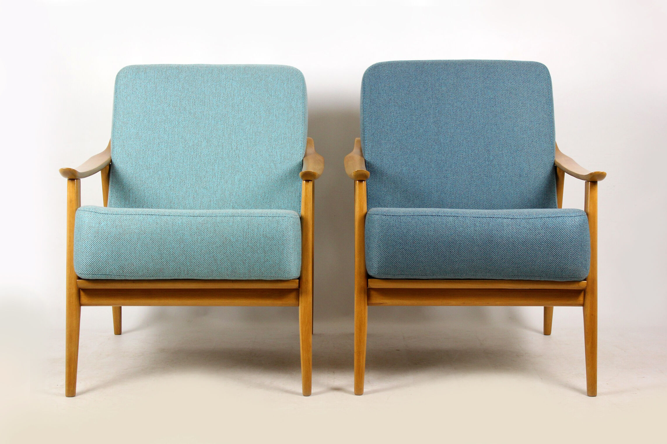Mid-Century Scandinavian Blue & Turquoise Armchairs, 1960s, Set of 2