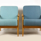 Mid-Century Scandinavian Blue & Turquoise Armchairs, 1960s, Set of 2