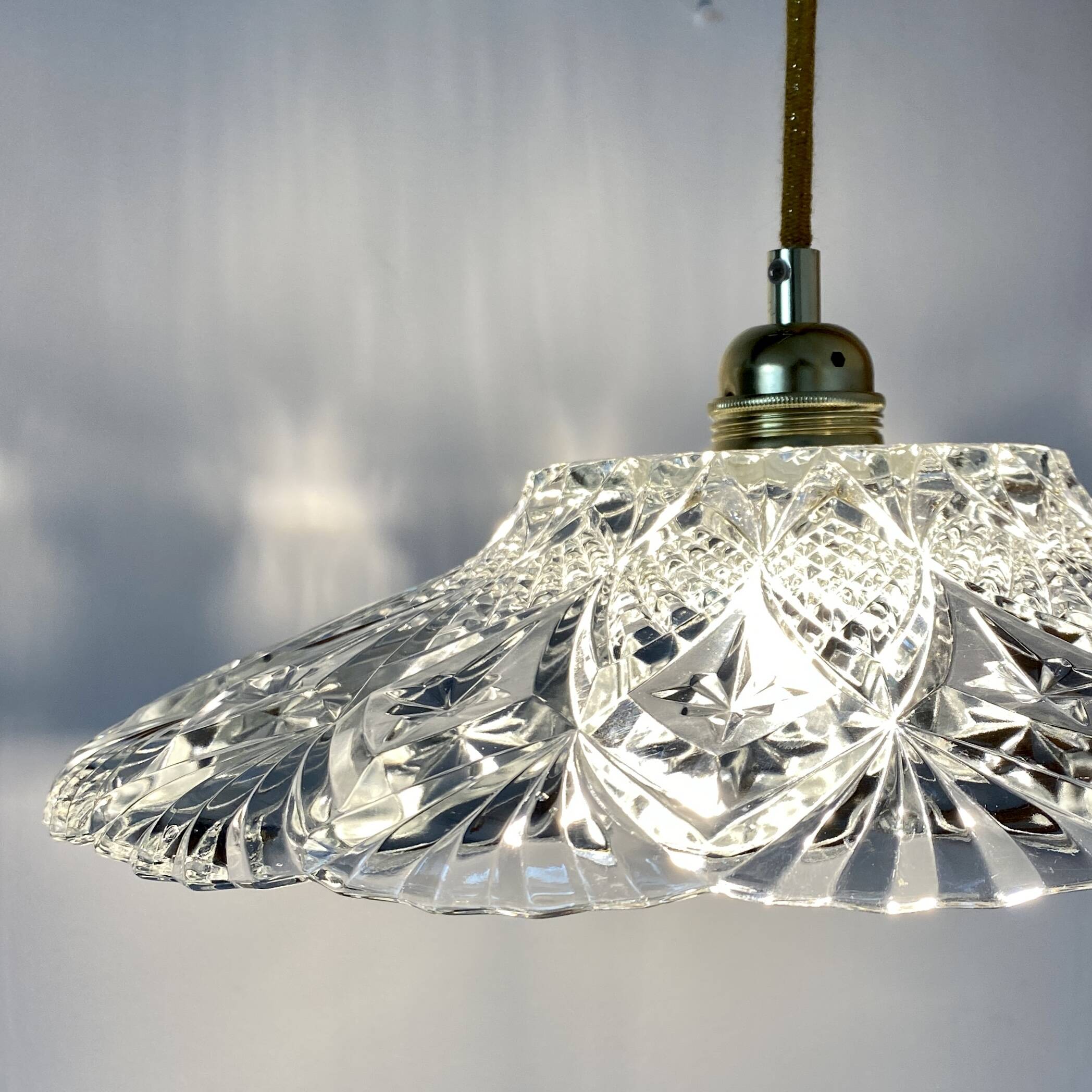 Vintage glass lampshade pendant light - tableware collection -