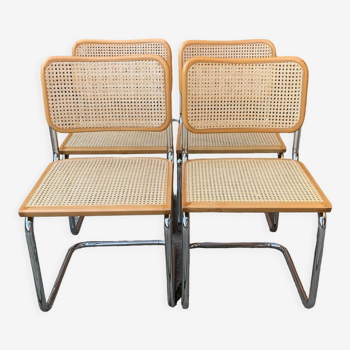 Set of 4 mid century upholstered Cesca chairs, Italy 1970s