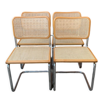 Set of 4 mid century upholstered Cesca chairs, Italy 1970s