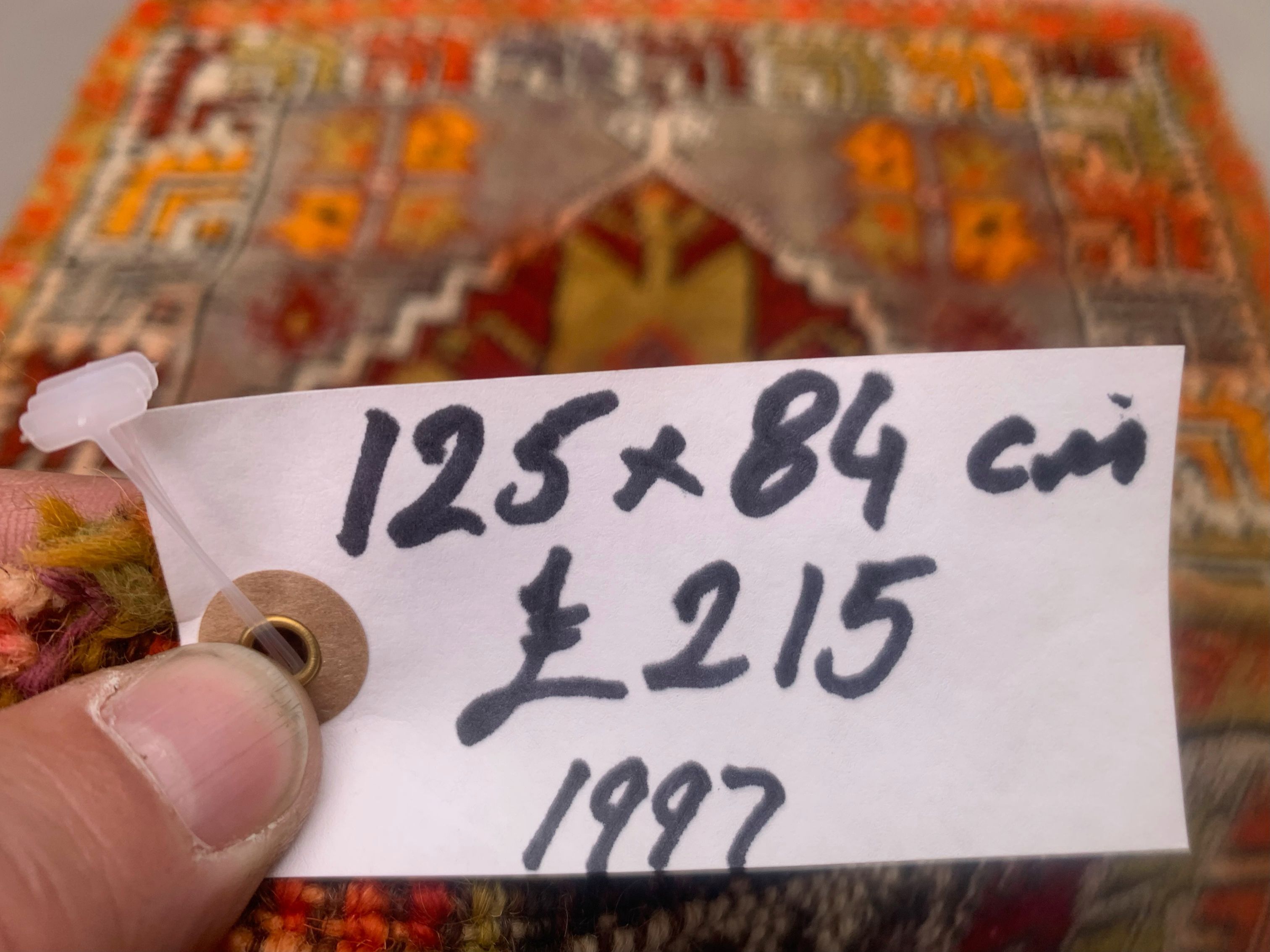 Old turkish Oushak rug 125x84 cm vintage carpet