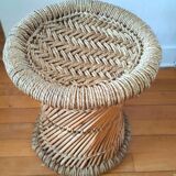 Vintage wicker and rope stool