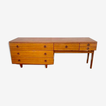 Enfilade teak tv cabinet chest of drawers 6 drawers year 1960 - width 154 cm