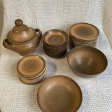 8 assiettes Longchamp en grès émaillé, 1970