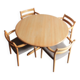 Danish table and 6 chairs set, by Niels Moller, 1960