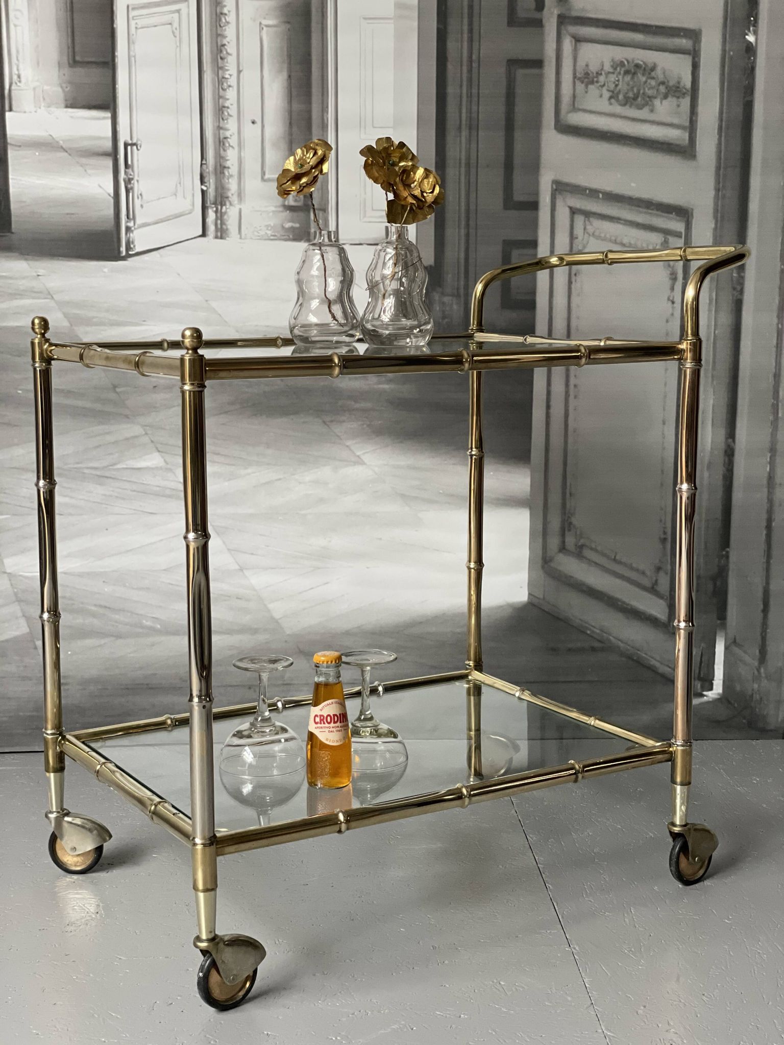 Vintage Golden Bar Cart